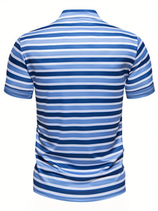 Polo de Manga Corta para Hombre, Estilo Verano 2026, con Estampado de Rayas 3D, Estilo Casual Urbano - Product Image 3