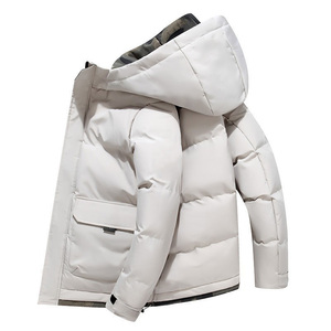 Chaqueta Acolchada con Capucha para Hombre, Azul Marino Sólido, Resistente al Viento, Gruesa, de Poliéster, Abrigo Casual de Invierno con Cierre de Cremallera, Venta al Por Mayor OEM - Product Image 2