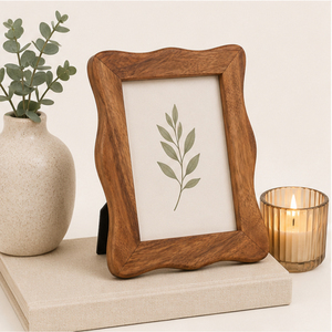 Handcrafted Wiggle <b>Wood</b> Photo <b>Frame</b> Natural Walnut Finish Wavy Edge Tabletop <b>Picture</b> <b>Frame</b> for Modern Home Decor Best Price - Product Image 6