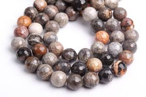 Cuentas sueltas redondas microfacetadas de jaspe coral multicolor natural para la fabricación de joyas, pulseras, collares y bricolaje. - Product Image 4