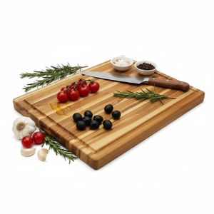 Planche à découper de cuisine en teck, planche à découper en bois durable, écologique, sans danger pour les aliments, bloc de boucher, 2,0 cm d'épaisseur, rectangulaire, passe au lave-vaisselle - Product Image 1