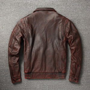 Chaqueta de cuero genuino estilo motero, talla grande, a prueba de viento, transpirable, para todas las estaciones. Chaqueta de cuero genuino estilo motero, talla grande. - Product Image 2