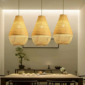 Abat-jour en bambou avec un design en bambou tissé naturel pour un éclairage suspendu décoratif - Product Image 4