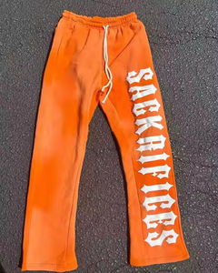 Pantalon de survêtement empilé décontracté pour homme avec logo personnalisé 2026, style streetwear hip-hop 3D, respirant et à séchage rapide en Spandex/Coton - Product Image 1