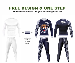Ensemble de rashguards pour hommes imprimés par transfert thermique, design personnalisé et élégant, vente en gros directe d'usine, vêtements de compression respirants pour hommes - Product Image 2