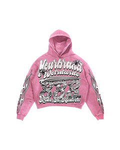 Ensemble de survêtement streetwear Yourbrand à capuche, manches longues, écologique, respirant, sans couture, noir et rose, unisexe, adulte, décontracté pour l'automne - Product Image 4
