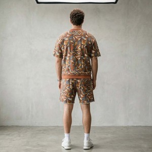 Ensemble court en molleton épais pour homme, col rond, deux pièces, respirant, tons terreux, idéal pour l'été - Product Image 5