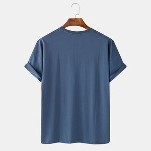 Men's Solid Color Polyester Knitted Breathable 180g T-Shirt Short Sleeve O-Neck Regular Fit Casual Wear - Product Image 1