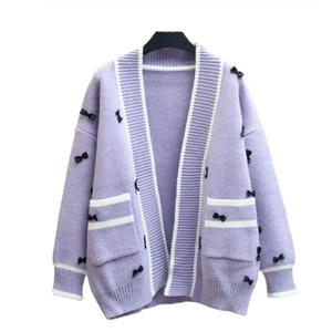 Design Your Custom Logos Premium Quality V-Neck Knitted Wool/Cashmere Anti-Pilling Casual <b>Cardigans</b> <b>Sweaters</b> for Women - Product Image 2