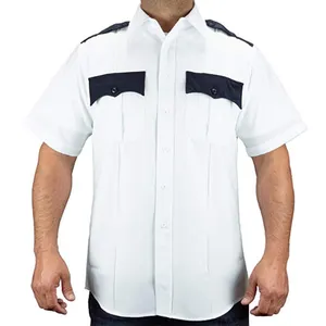 All'ingrosso Logo dell'oem di alta qualità del cotone poliestere colori diversi manica lunga uniforme camicia guardia di sicurezza uniformi uniformi