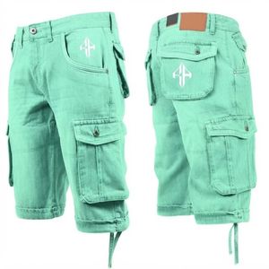 Pantalones Cortos de Mezclilla para Hombre, de Alta Calidad, con Estampado de Serigrafía, Estilo Jeans, de Pierna Ancha, Material Spandex/Poliéster - Product Image 1