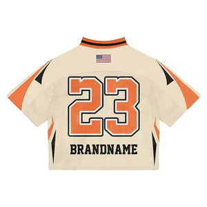 Custom Printed Summer Short Oversized Mesh Jersey Unisex Retro Boxy Cropped Top Blank Football Fashion <b>Tshirt</b> American Football - Product Image 6