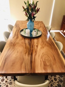 Modern <b>Extendable</b> Live Edge Slab Acacia Solid Walnut <b>Wood</b> <b>Dining</b> <b>Table</b> for Living Room Hotel & Bedroom Furniture - Product Image 2