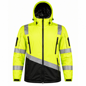Veste de chantier unisexe d'hiver de haute qualité, entièrement zippée, haute visibilité, réfléchissante, imperméable, coupe-vent, en polyester - Product Image 1