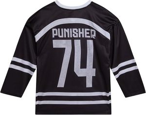 Camiseta Deportiva Punisher de Hockey, Negra con Logotipo Blanco 74, Poliéster Resistente, Manga Corta, Diseño Gráfico Personalizable, Bordado Columbia - Product Image 6