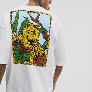 Oversized <b>Men's</b> White T-Shirt With <b>Animal</b> Print Back Design Short Sleeve Casual Jersey Fit - Product Image 4