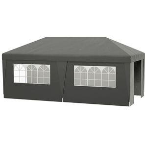 10x19.5ft Gray Pop up <b>Canopy</b> <b>Tent</b> Adjustable Height Event Shelter with Wheeled Bag Sidewalls and Leg Weight Bags - Product Image 1