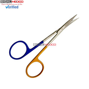 Tijeras de Disección Manuales Profesionales, Curvas y Rectas, Hojas de Acero Inoxidable, Puntas Afiladas de Precisión, Mango de Color Dorado y Azul - Product Image 3