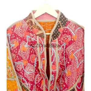New Style Boho Indian <b>Kantha</b> Handmade Quilted Eco-Friendly Breathable Cotton <b>Jacket</b> Women's Spring Gift - Product Image 2