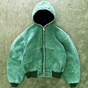 Hoodie zippé surdimensionné à logo personnalisé, coupe courte, en coton French Terry, effet vieilli, délavé à l'acide et au soleil - Product Image 4