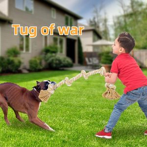 Venta al por mayor de fábrica: Juguetes para perros Reine International de 3 nudos, 100% algodón ecológico, 24 pulgadas, medianos, para aliviar el aburrimiento y limpiar los dientes. - Product Image 6