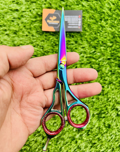 Rainbow Hair Scissors 6.5 Inch Short Handle Right Handed Professional Barber <b>Shears</b> Stainless Steel Salon Cutting <b>Tools</b> - Product Image 4