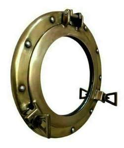 <b>Antique</b> Finished Porthole Mirror Wall Hanging Vintage Nautical Style Round Wall Mirror for Home Office Decor - Product Image 1