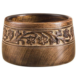 Bol en bois fait main, sculpté à la main, grand bol à salade pour la maison, vaisselle en bois avec options de logo personnalisé à bon prix - Product Image 6