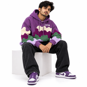Sweat-shirts à capuche Drip Panel très demandés, en molleton de coton personnalisé, à épaules tombantes, style streetwear, avec design appliqué tendance, ODM, marque privée - Product Image 4