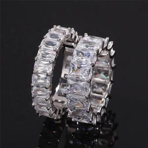 Hiphop Brass Zircon Eternity Band <b>Ring</b> Claw Setting Unisex Jewelry Anniversary Engagement Gift Wedding Party Plated Custom Size - Product Image 6