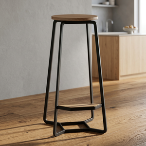 Modern Metal Bar <b>Stool</b> Solid Wood <b>Seat</b> Backless Counter Height Bar Chair Seating For Dining Hotel Living Room <b>Stool</b> For Bar Cafe - Product Image 3