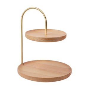 Support à gâteau à quatre étages en teck avec incrustations en laiton |   Présentoir de mariage artisanal en gros - Product Image 4