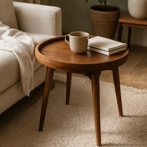 Best Quality Acacia <b>Wood</b> <b>Round</b> <b>Dining</b> <b>Table</b> Modern Design <b>Solid</b> <b>Wood</b> Black Walnut Finish for Home by Perfect Enterprises - Product Image 1