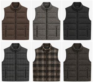 Chaleco Acolchado Personalizado para Hombre con Diseño de Pata de Gallo, Cuello Alto, Sin Mangas, con Cierre, OEM, ODM, Marca Privada - Product Image 5