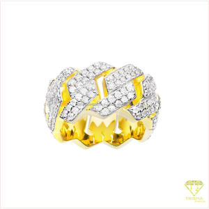 Anillo de Diamante Cultivado en Laboratorio, Plata 925, Anillo de Eslabones Múltiples para Hombre, Anillo de Banda de Eslabones, Anillo de Plata de Ley 925, Anillo de Lujo para Hombre, Anillo de Banda de Eslabones Audaz - Product Image 3