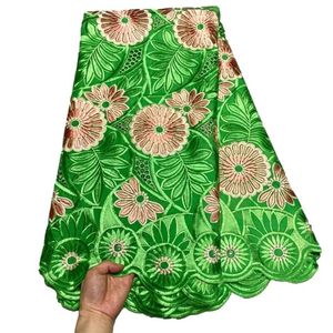 Tela de encaje africana de lujo con bordado suizo de algodón y pedrería para vestido de fiesta de boda. - Product Image 5