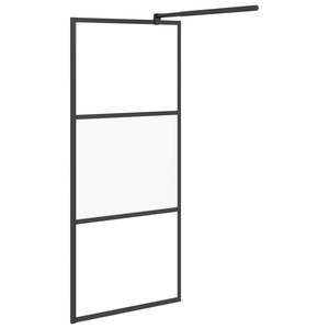 Paroi de douche noire avec porte 35,4''x76,8'' en verre ESG semi-frosted et cadre noir - Product Image 4