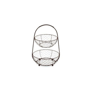 Farmhouse Style Iron Fruit Basket with Distressed Finish for Decorative Storage - Product Image 1