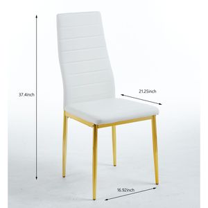 Set da Pranzo Mid-Century 1+4,5 Pezzi con Tavolo con Gambe in Metallo per 4-6 Persone, Piano in Vetro, Tavolo da Pranzo con Base a Piedistallo per Sala da Pranzo - Product Image 6