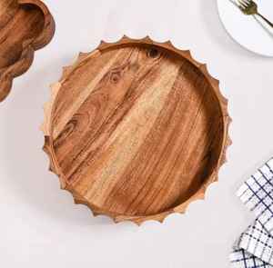Bandeja Redonda de Madera Ecológica para Servir, Diseño Clásico de Alta Calidad para Bar y Jardín, Apta para Lavavajillas, Duradera - Product Image 5