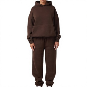 Conjunto de Sudadera con Capucha y Pantalones Deportivos Extra Grandes de Forro Polar para Mujer, Chándal Grueso, Ropa Deportiva Urbana, Fabricación OEM - Product Image 1