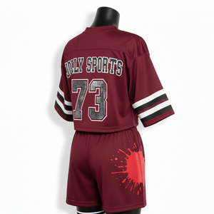 Ensemble short et maillot de football pour femmes, polyester de haute qualité, maille respirante, vêtements d'entraînement avec logo personnalisé, ensembles pour femmes 100% coton - Product Image 5