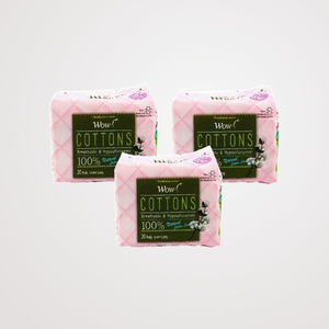แผ่นอนามัยแบบยาว Wow Pure Cotton 20 ชิ้น x 3 แพ็ค - Product Image 1