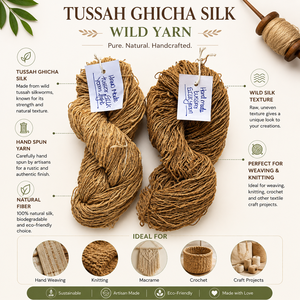 ไหมทัสซาห์ กิชชา 100% ไหมดิบ ทอมือ สำหรับทอผ้า ถักนิตติ้ง และงานฝีมือ - Product Image 6