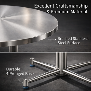 Mesa Redonda Comercial <span class=keywords><strong>con</strong></span> Tablero Negro y <span class=keywords><strong>Base</strong></span> <span class=keywords><strong>de</strong></span> Acero Inoxidable para Restaurante, Bistro, Hotel, Eventos y Bodas - Product Image 4