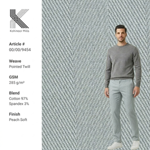 Tissu extensible en sergé pointu coton-spandex 285 GSM, vente en gros - Product Image 1