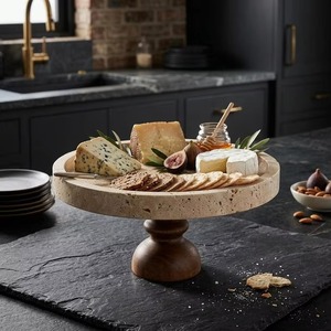 High On Demand Acacia Wood and Marble <b>Tray</b> for Serving Fruits Snacks and Home Table Decoration Available At Best Price - Product Image 6