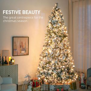 Albero di Natale Preilluminato 2,7 m con 750 Luci Trasparenti e 2387 Punte, Supporto in Metallo per Casa e Ufficio, Natale 2022 e Capodanno - Product Image 4