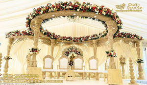 Estilo real al aire libre boda Mandap decoración tradicional estilo Rajwada oro al aire libre boda Mandap boda estilo dorado Mandap Set - Product Image 3