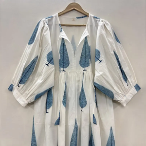 Vestido Casual Midi para Mujer, Tejido 100% Algodón, Liso, Manga Corta, Cintura Imperio, Estilo Babydoll, Cuello en V, Holgado, Funcional - Product Image 2